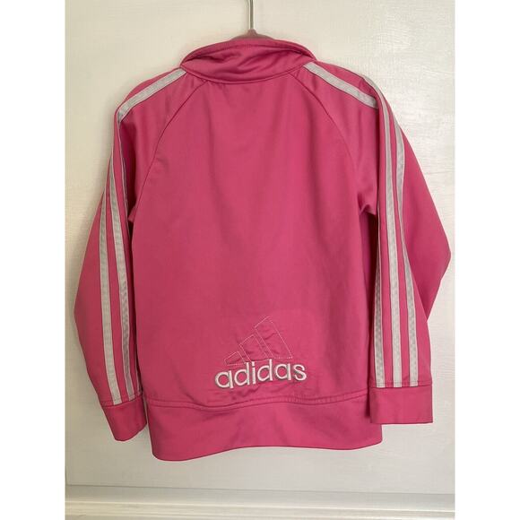 ADIDAS Pink Track Jacket Full Zip Athleisure Toddler Kids Girls Fall Spring 4 - Picture 3 of 7